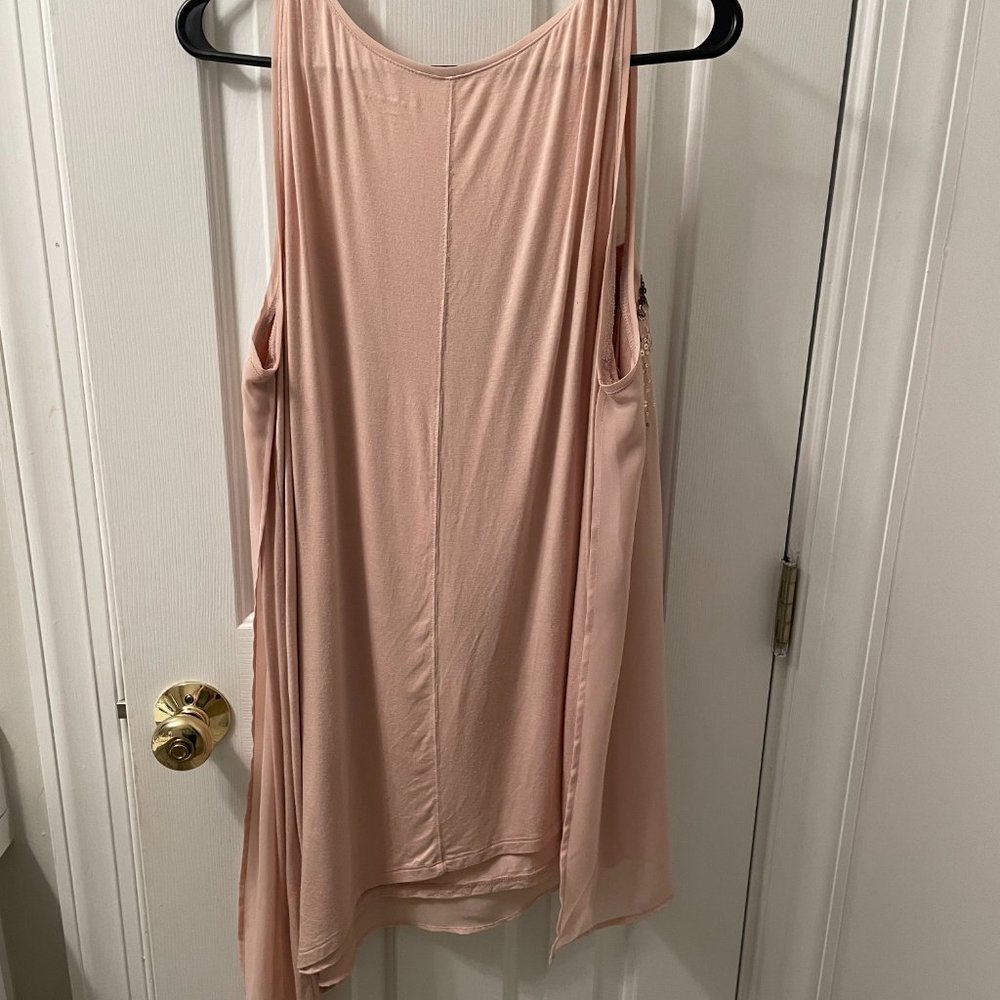 Lane Bryant Blush & Gold Sequin Asymmetric Top | Size 18/20 | Holiday Glam Top - Picture 4 of 4